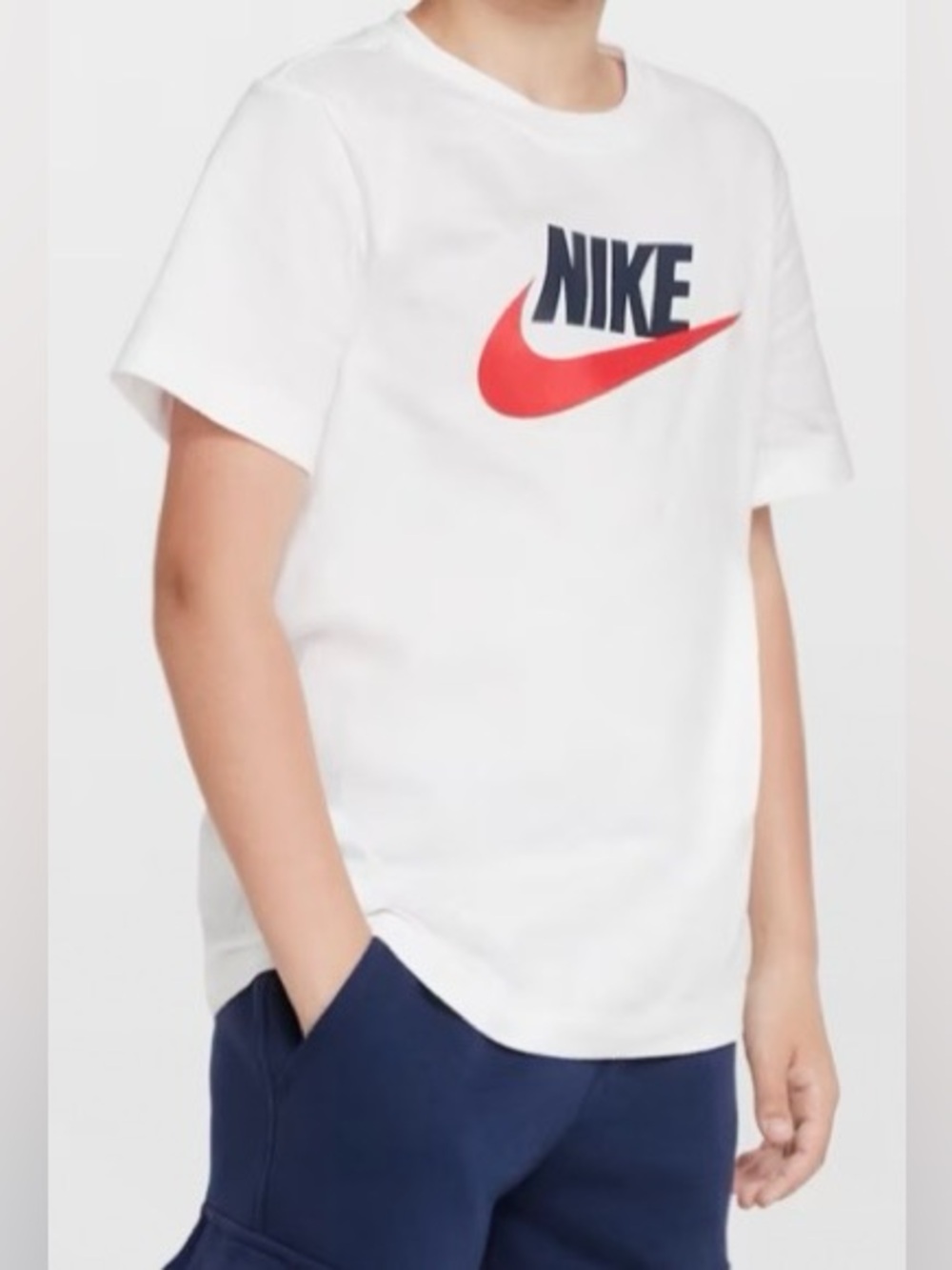 Nike Sportswear Tee, Size: Kids XL 18-20, Color: White/Obsidian/University Red